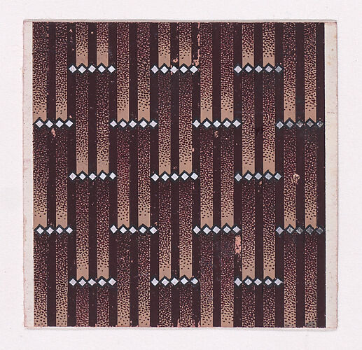 Textile Design with Alternating Vertical Rows of Horizontal Strings of Lozenges with Over a Striped Background