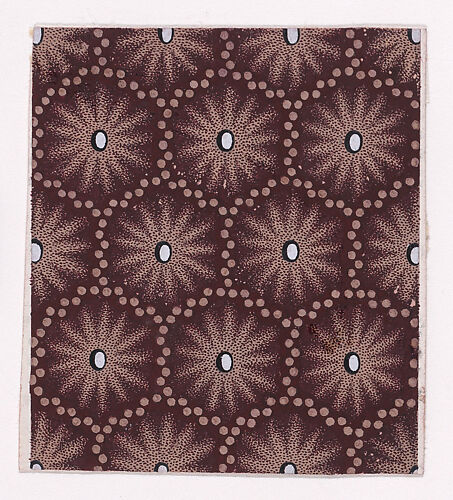Textile Design with a Honeycomb Pattern of Garlands of Dots and Pearls over a Stippled Background