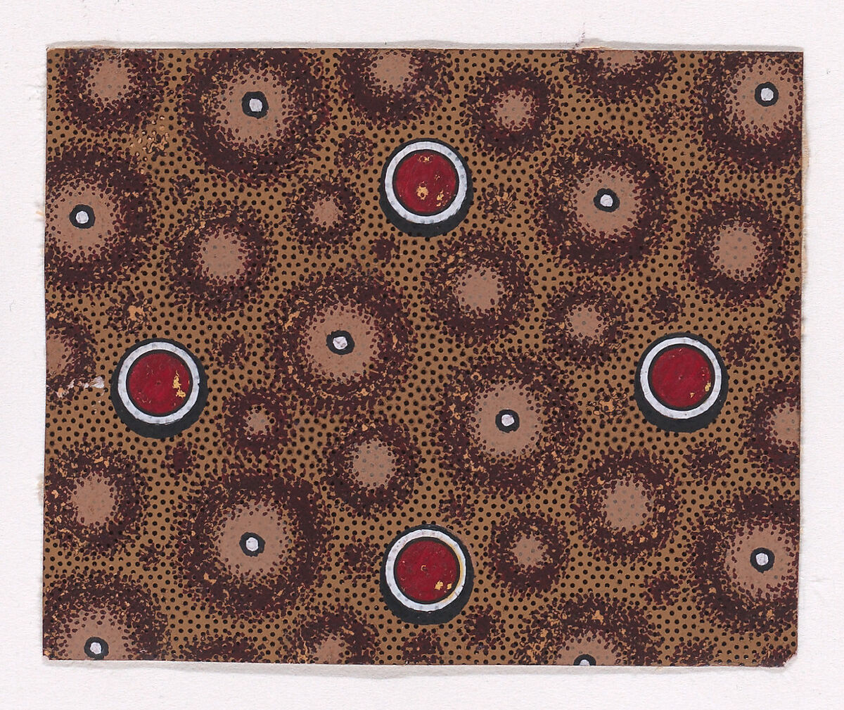 Textile Design with Circles and Pearls over a Stippled Background, Anonymous, Alsatian, 19th century, Gouache 