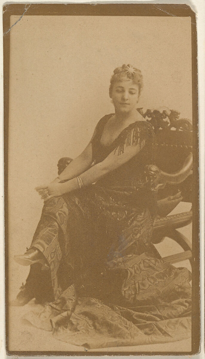 Seated actress with hands resting on knees, from the Actresses series (N668), Albumen photograph 