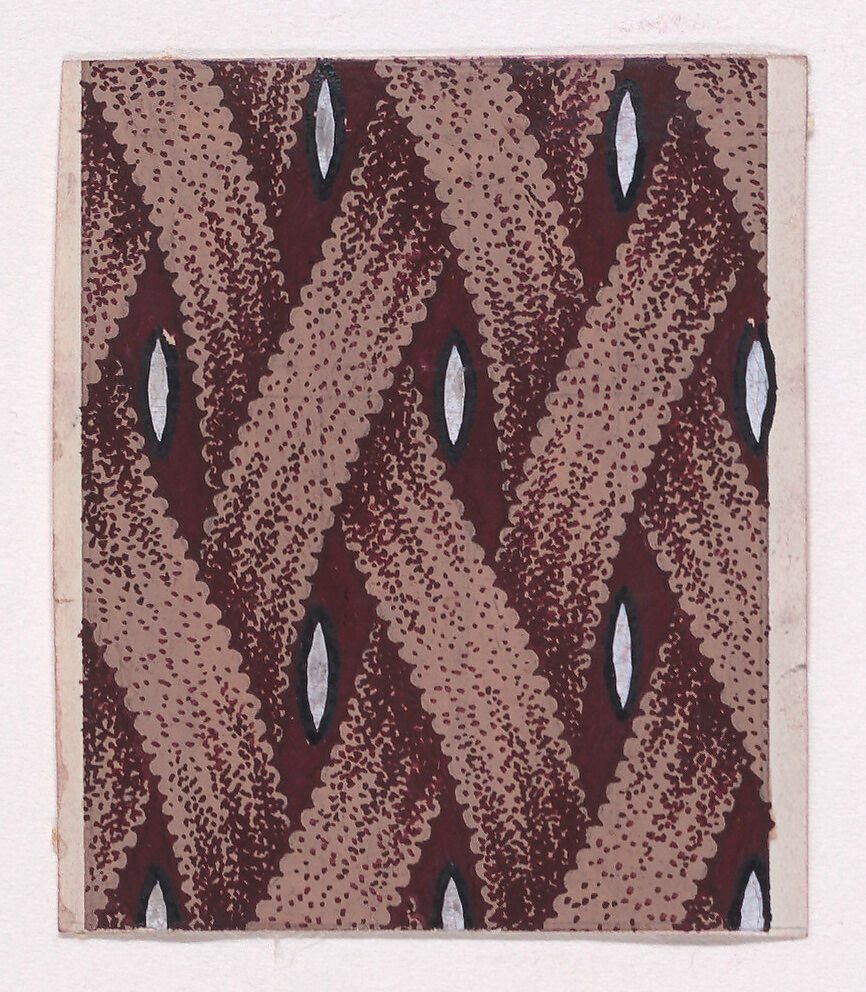 Textile Design with a Basketweave Pattern and Alternating Rows of Lens-Shaped Pearls, Anonymous, Alsatian, 19th century, Gouache 