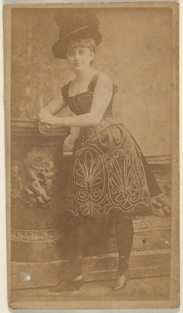 Actress wearing tall feathered hat, from the Actresses series (N668), Albumen photograph 
