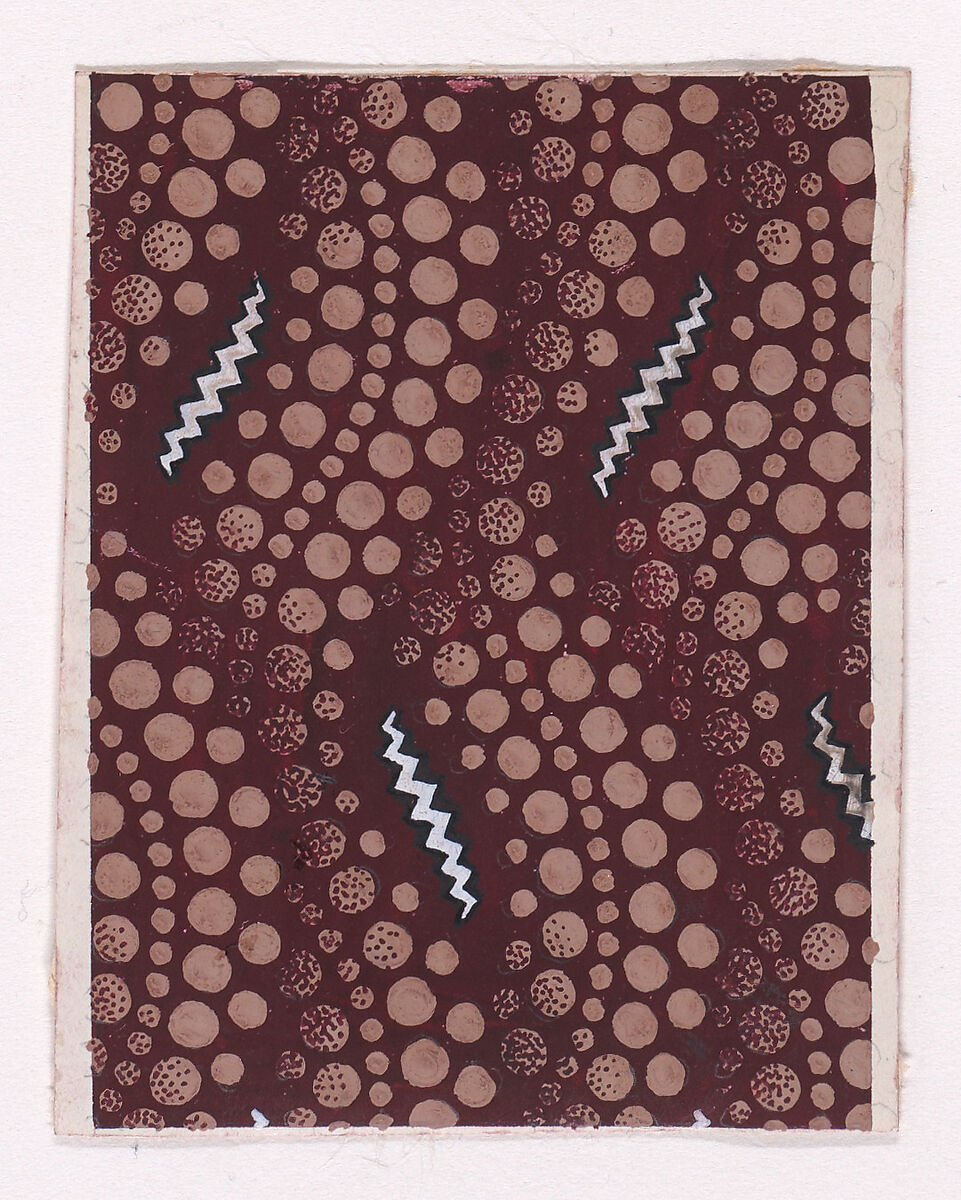Textile Design with Overlapping Verical Strips of Undulating Rows of Dots and Zig-Zagging Ribbons, Anonymous, Alsatian, 19th century, Gouache 