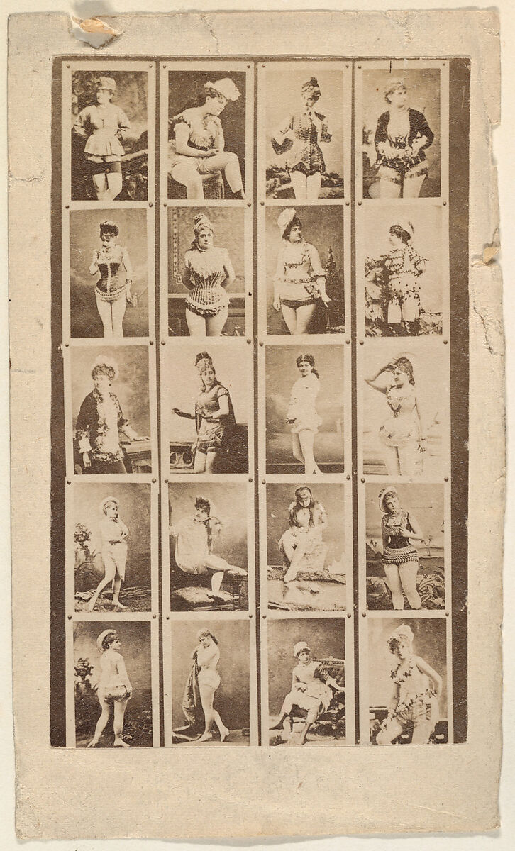 Grid of twenty portraits of actresses, from the Actresses series (N668), Albumen photograph 