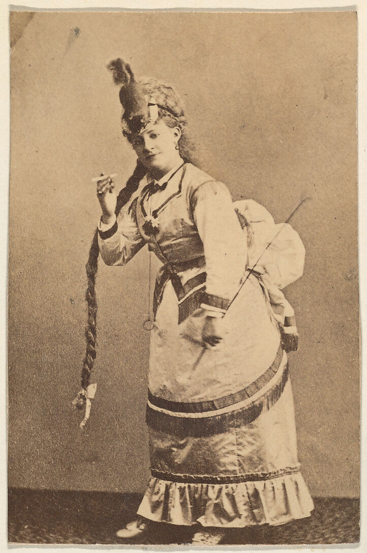 Actress with knee-length braid, from the Actresses series (N668), Albumen photograph 