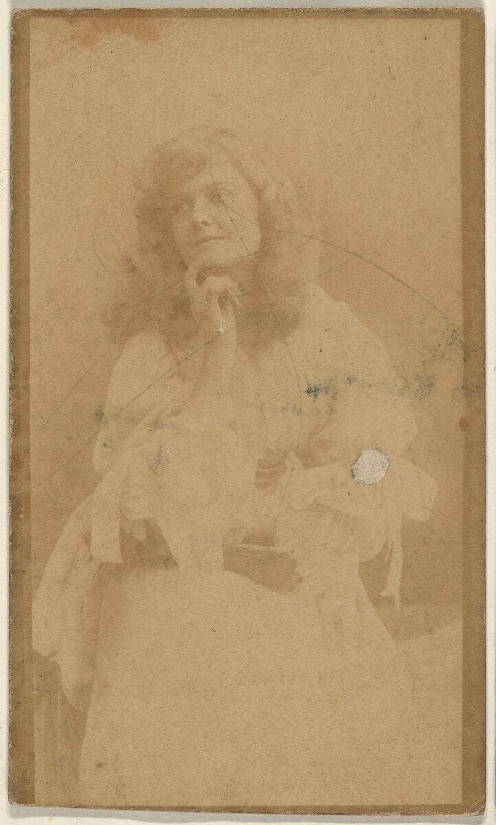 Seated actress with chin resting on hand, from the Actresses series (N668), Albumen photograph 
