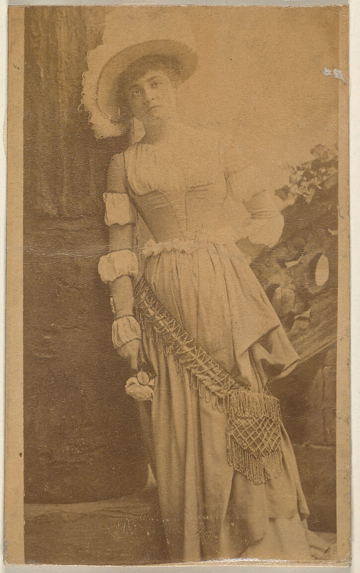 Actress leaning against column, from the Actresses series (N668), Albumen photograph 