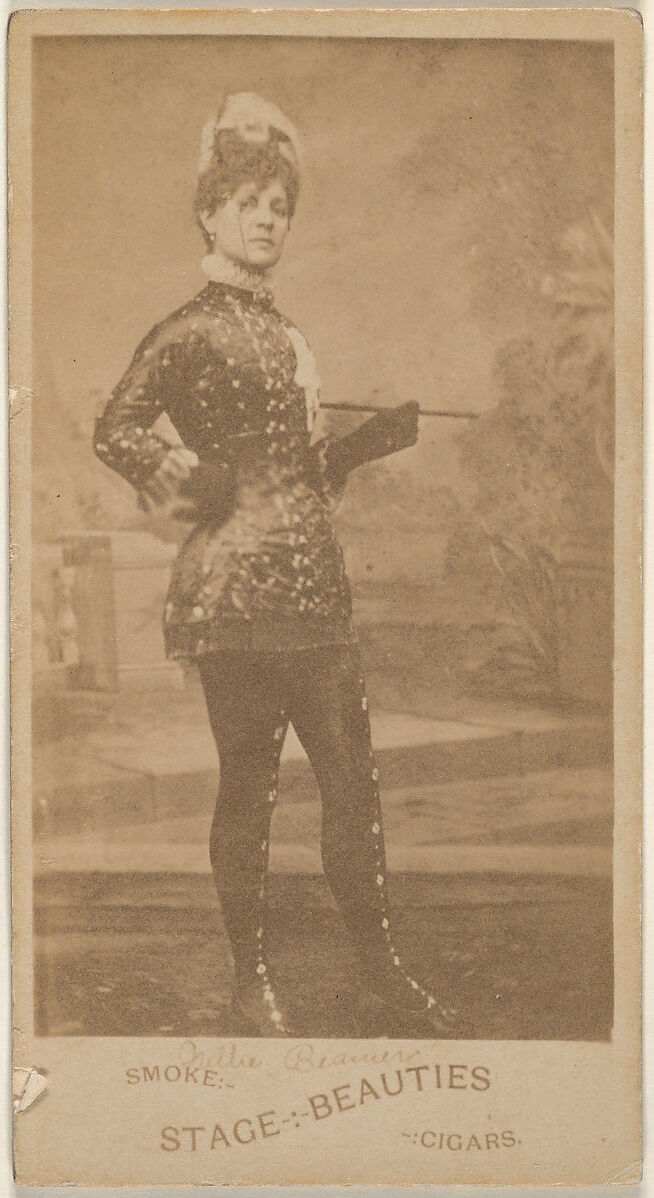 Actress standing with hand on hip, from the Actresses series (N666) to promote Stage Beauties Cigars, Albumen photograph 