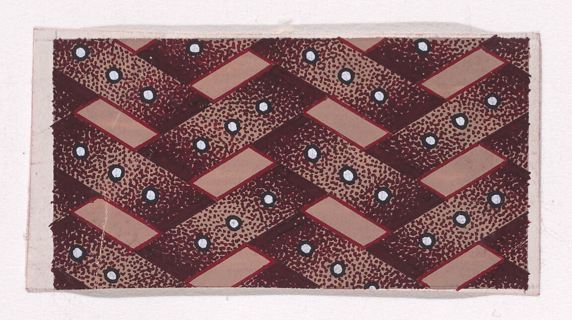 Textile Design with a Basketweave Pattern Decorated with Pearls, Anonymous, Alsatian, 19th century, Gouache 