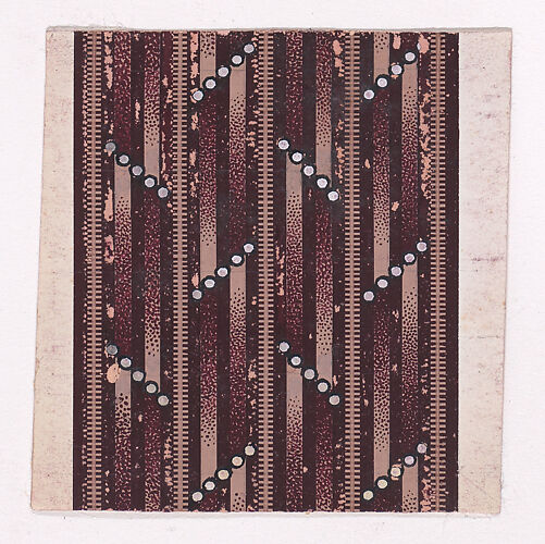 Textile Design with Alternating Horizontal Strips of Pearls over a Striped Background