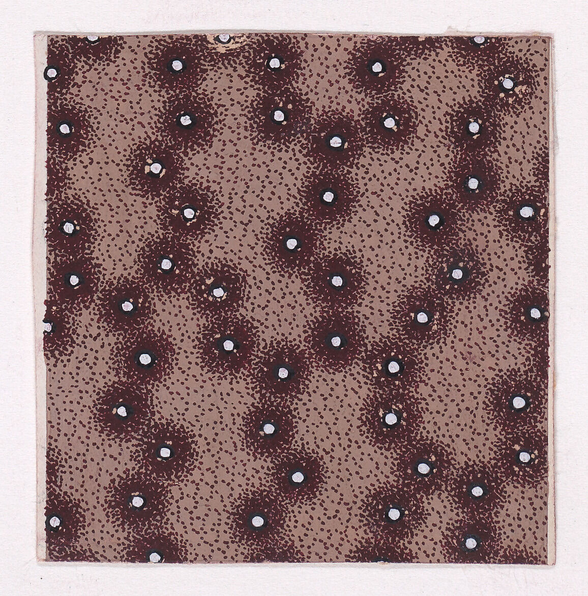 Textile Design with an Interlacing Pattern of Circles with Pearls over a Stippled Background, Anonymous, Alsatian, 19th century, Gouache 