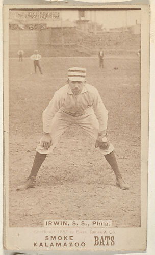 Irwin, Shortstop, Philadelphia, from the Kalamazoo Bats series (N690) issued by Chas. Gross & Co. to promote Kalamazoo Bats