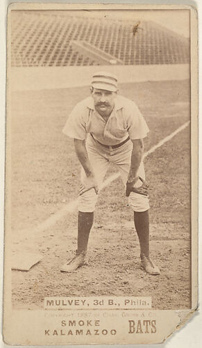 Mulvey, 3rd Base, Philadelphia, from the Kalamazoo Bats series (N690) issued by Chas. Gross & Co. to promote Kalamazoo Bats