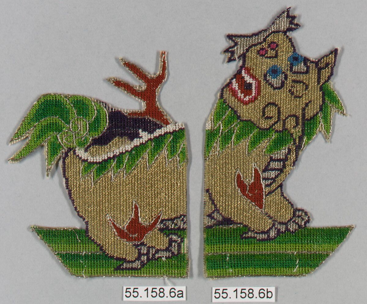 Applique, Silk, metallic thread, China