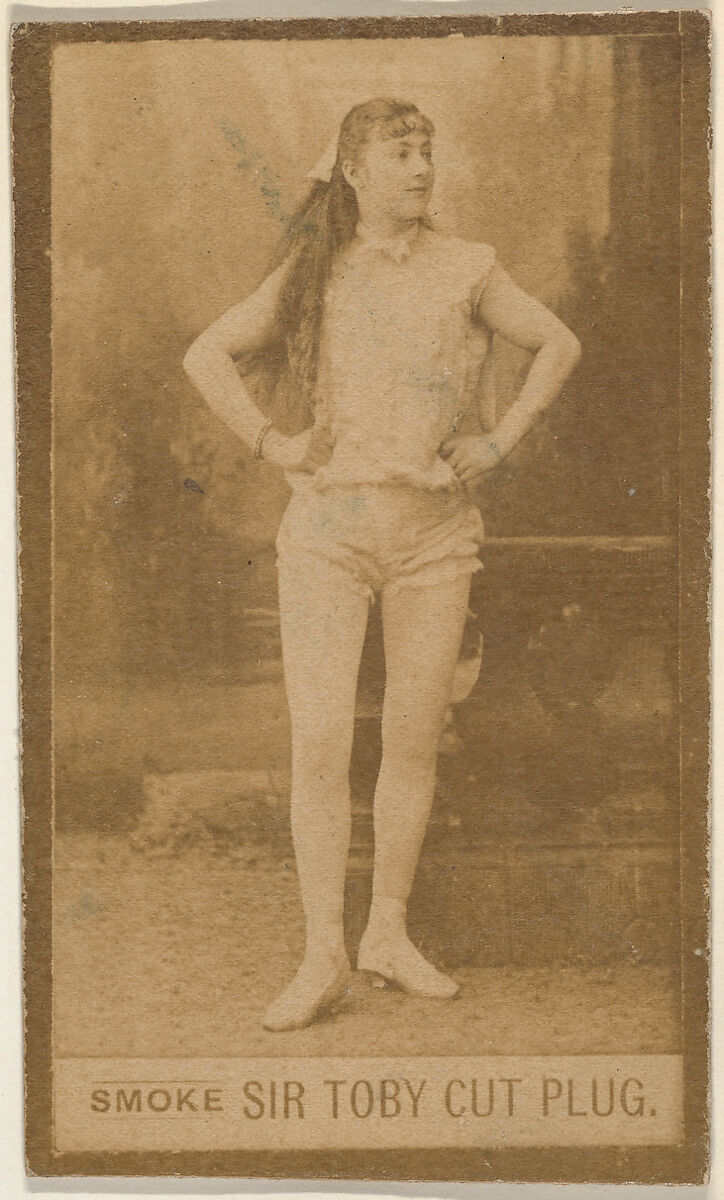 Actress standing with hands on hips, from the series Actresses (N673), promoting Sir Toby Cut Plug, Albumen photograph 