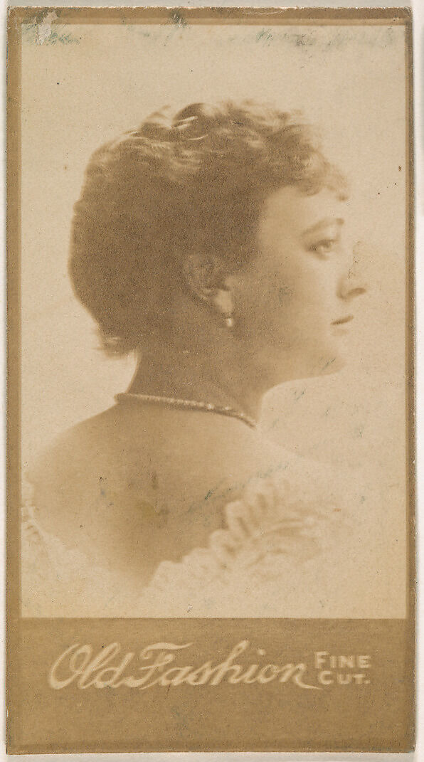 Portrait of actress in profile, from the Actresses series (N664) promoting Old Fashion Fine Cut Tobacco, Albumen photograph 