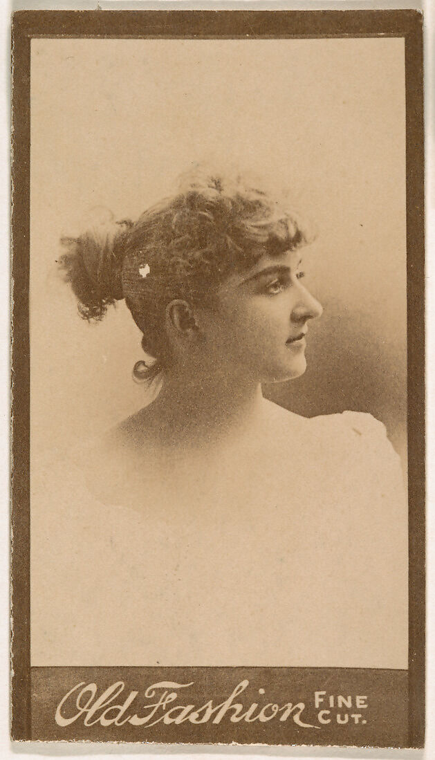 Portrait of actress in profile, from the Actresses series (N664) promoting Old Fashion Fine Cut Tobacco, Albumen photograph 