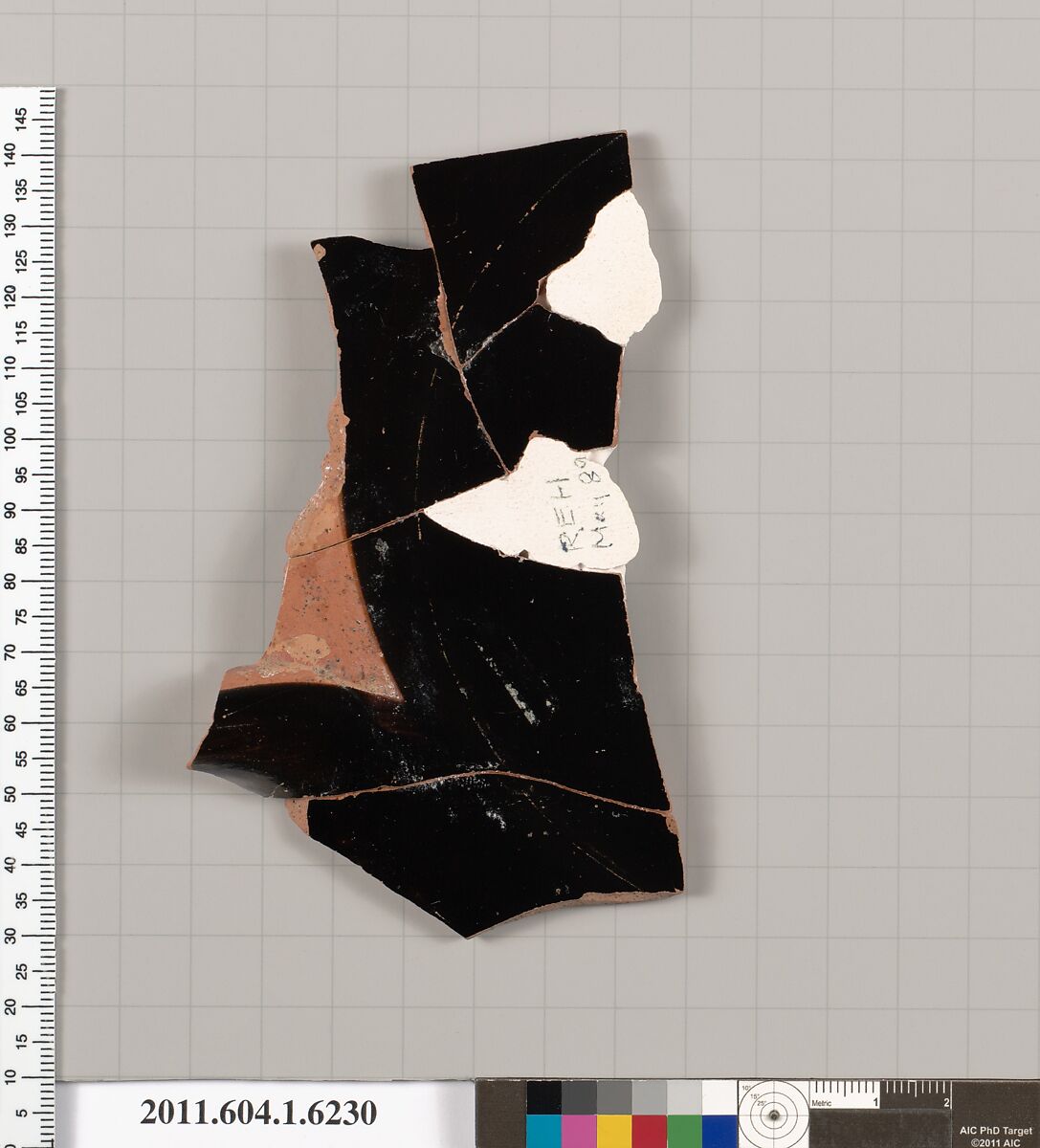 Terracotta fragment of a kylix (drinking cup), Terracotta, Greek, Attic