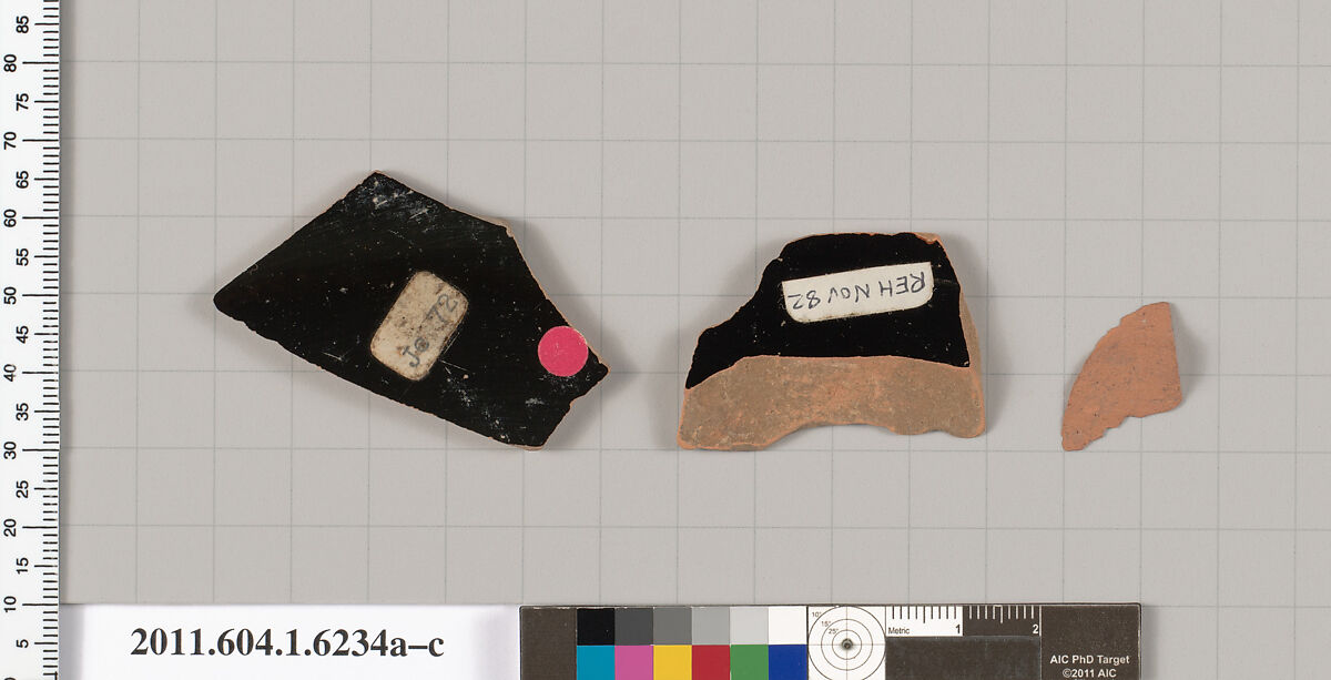 Terracotta fragments of kylikes (drinking cups), Terracotta, Greek, Attic
