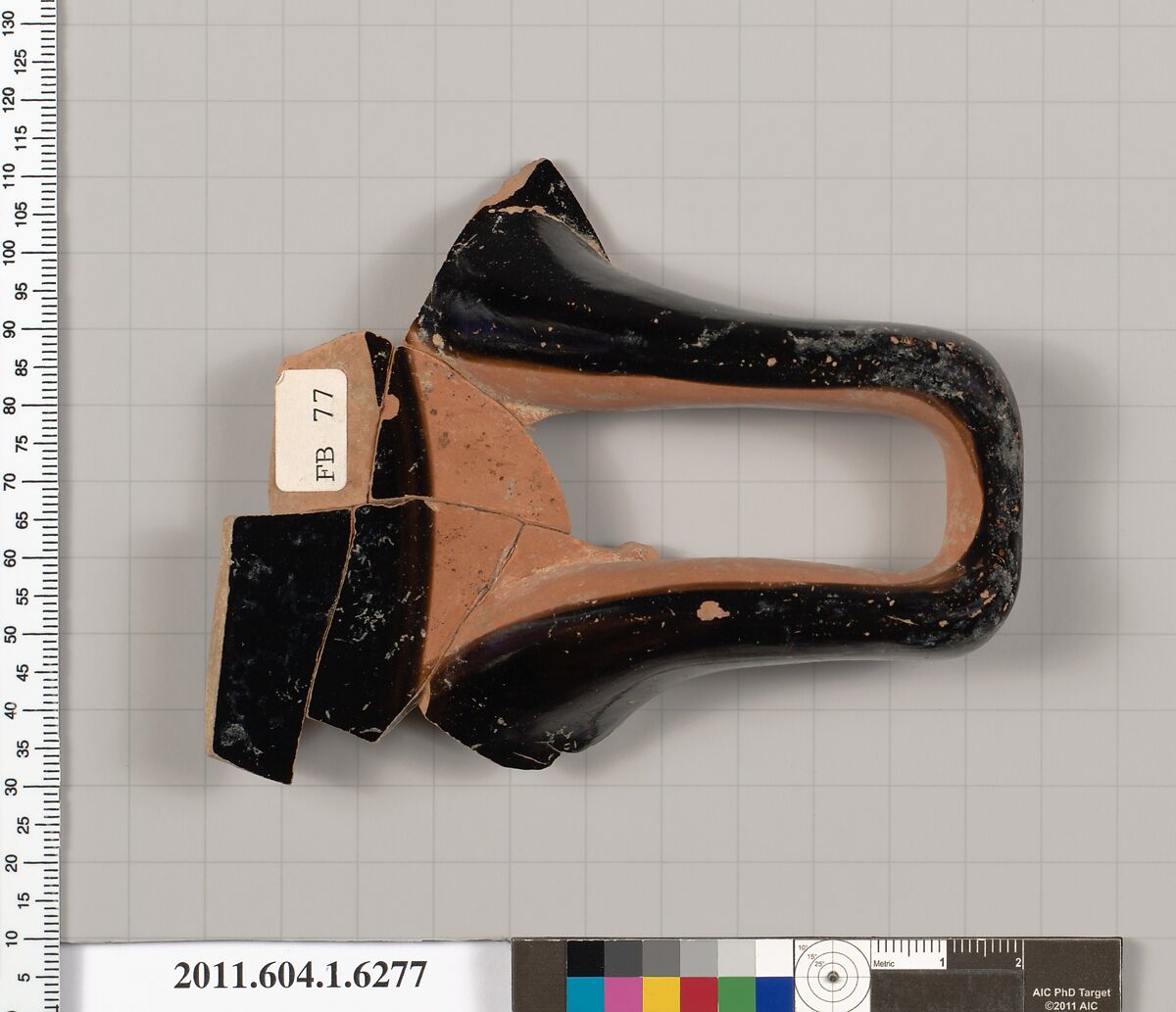 Terracotta fragment of a kylix (drinking cup), Terracotta, Greek, Attic