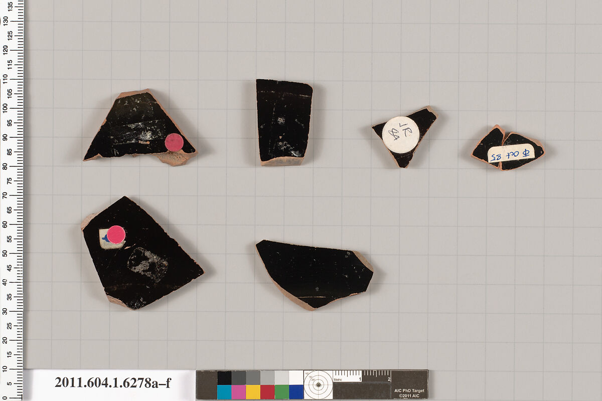 Terracotta fragments of kylikes (drinking cups), Terracotta, Greek, Attic