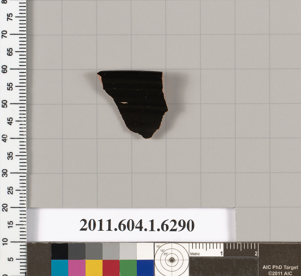 Terracotta rim fragment of a kylix (drinking cup), Terracotta, Greek, Attic