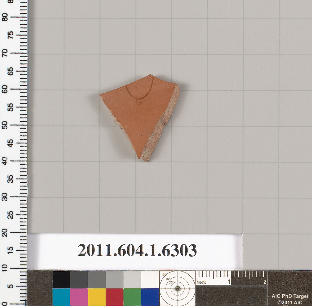 Terracotta fragment of a kylix (drinking cup), Terracotta, Greek, Attic