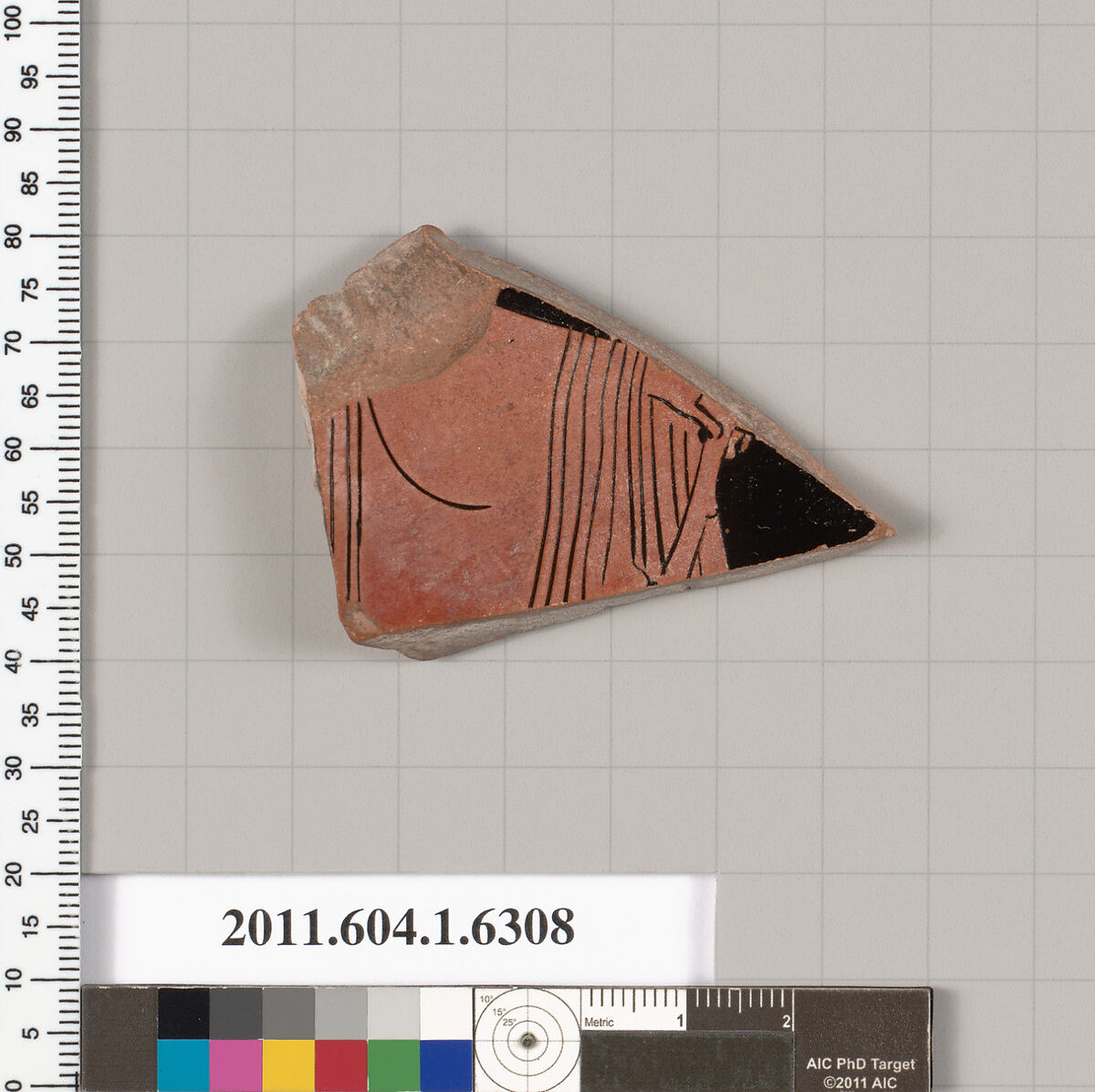 Terracotta fragment of a kylix (drinking cup), Terracotta, Greek, Attic 