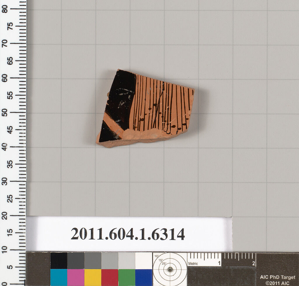 Terracotta fragment of a kylix (drinking cup), Terracotta, Greek, Attic
