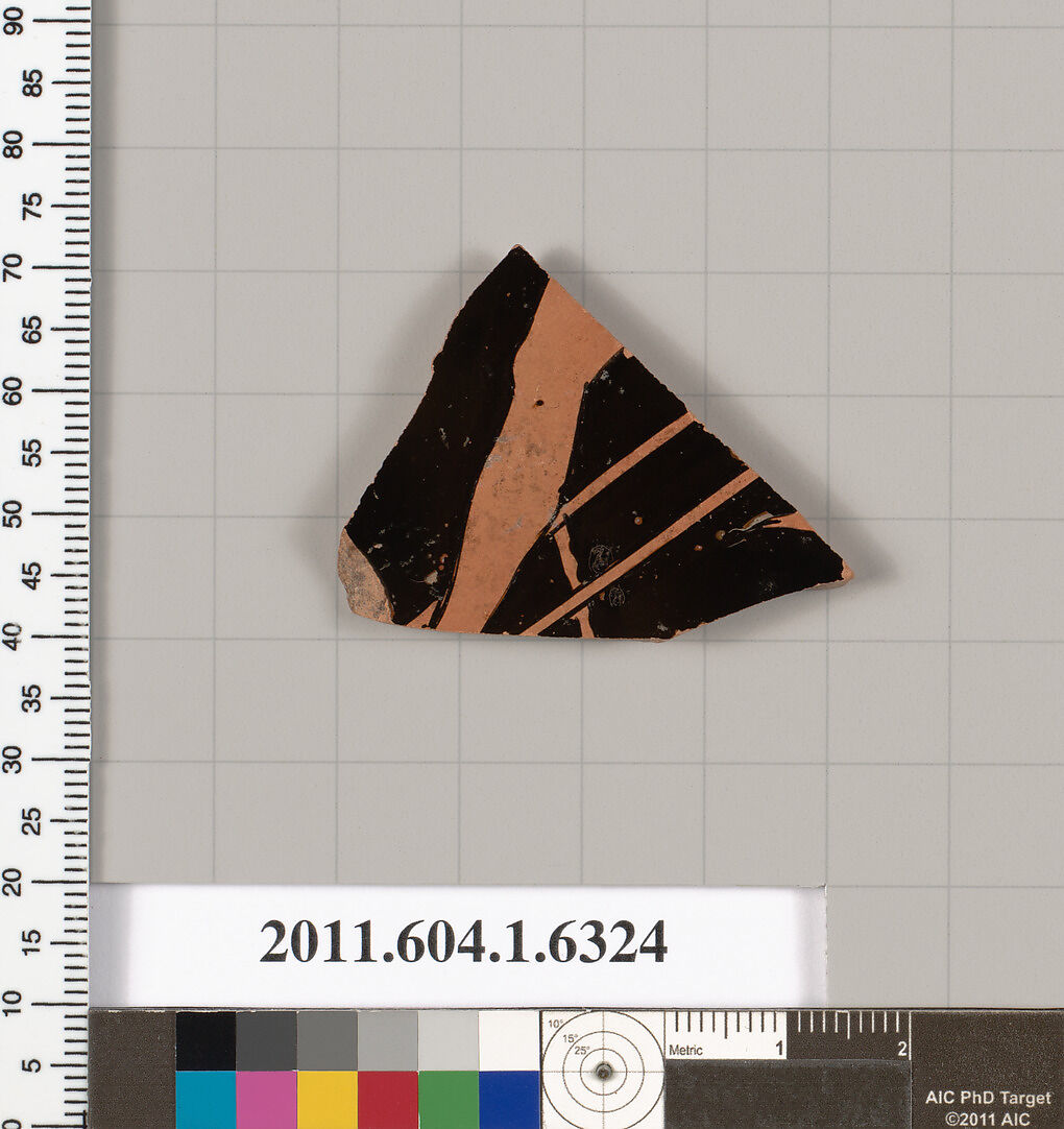 Terracotta fragment of a kylix (drinking cup), Terracotta, Greek, Attic