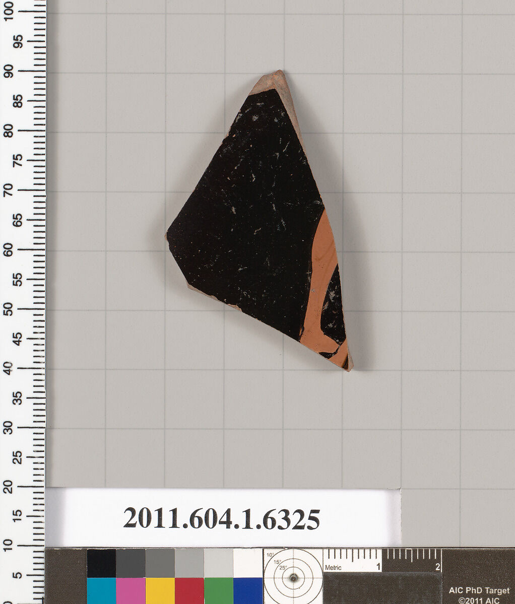 Terracotta fragment of a kylix (drinking cup), Terracotta, Greek, Attic