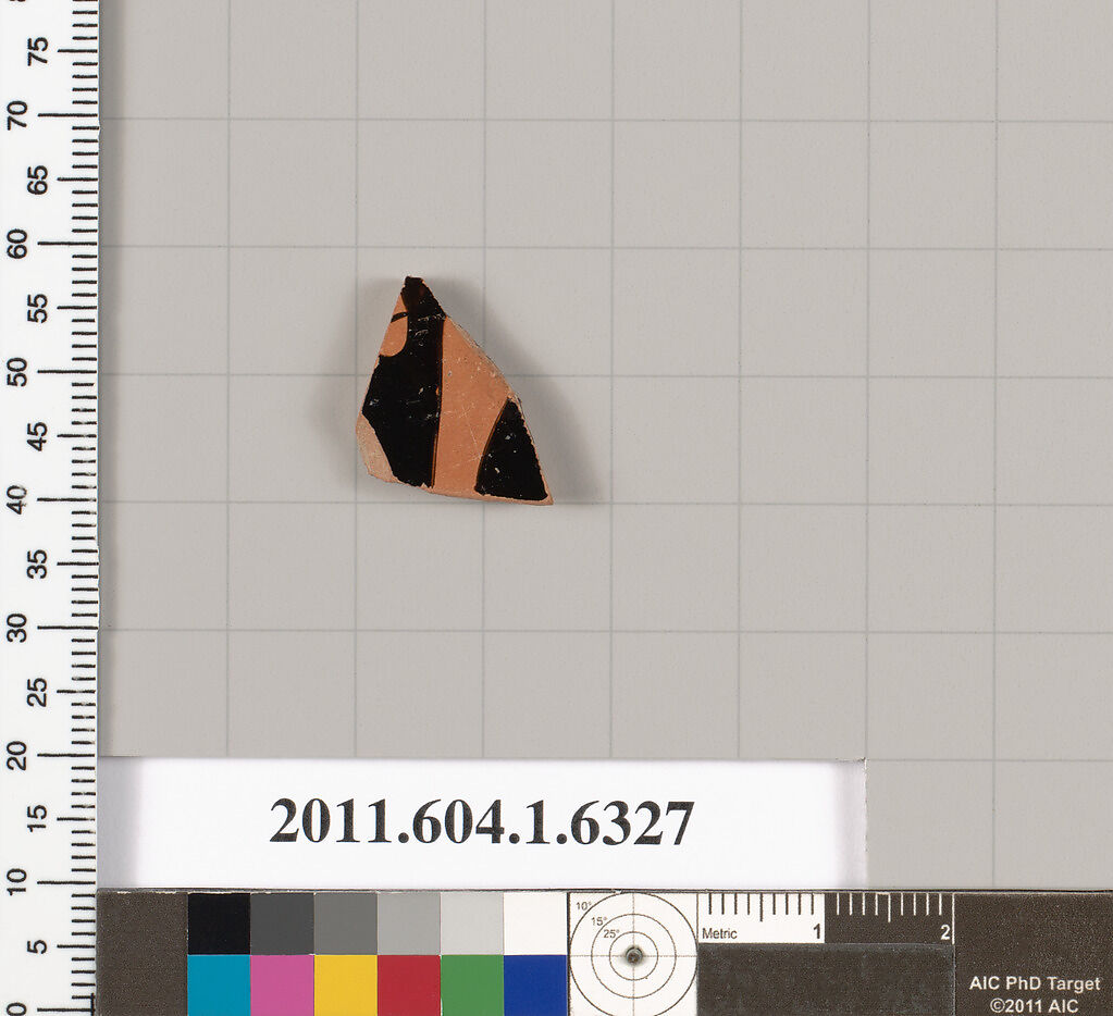 Terracotta fragment of a kylix (drinking cup), Terracotta, Greek, Attic