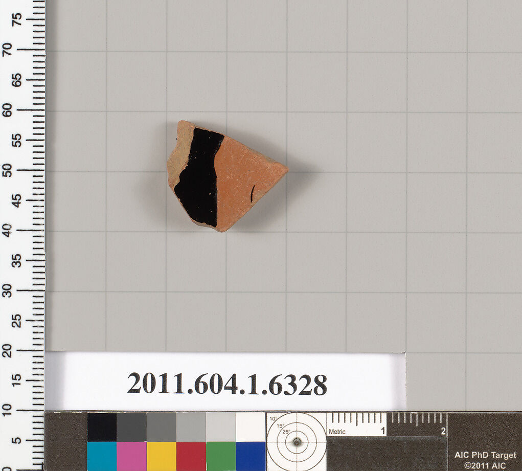 Terracotta fragment of a kylix (drinking cup), Terracotta, Greek, Attic