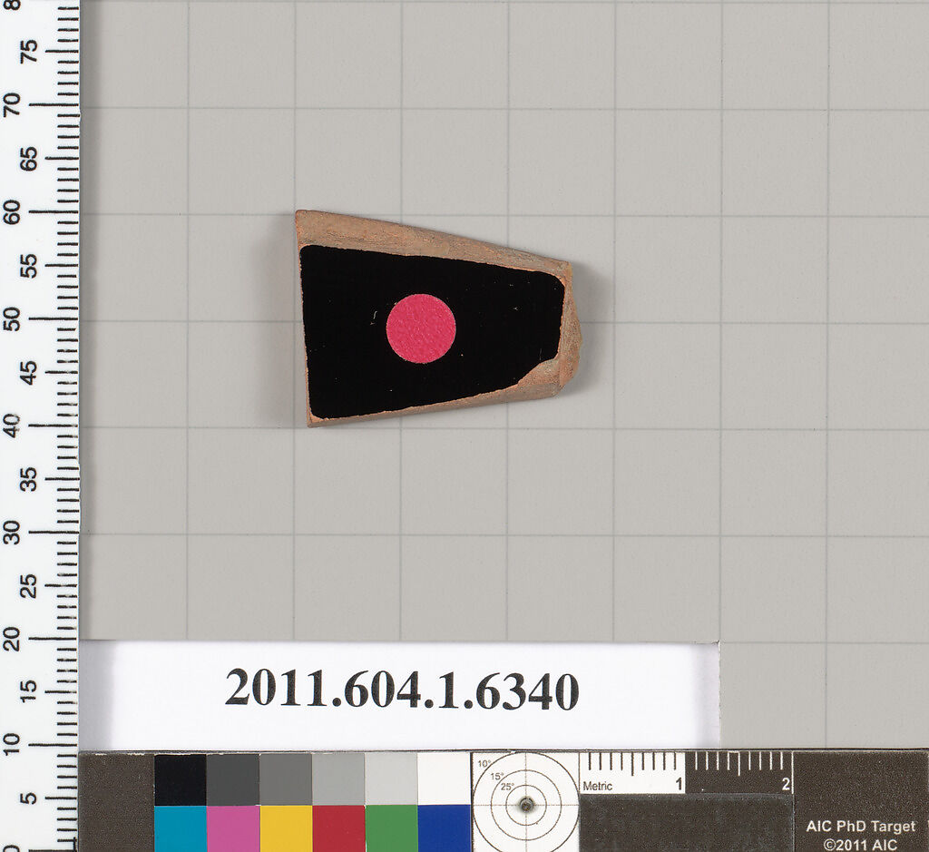 Terracotta fragment of a kylix (drinking cup), Terracotta, Greek, Attic