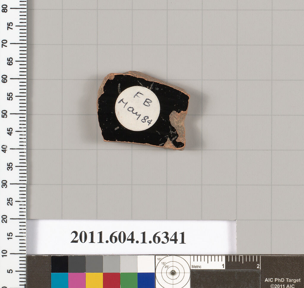Terracotta fragment of a kylix (drinking cup), Terracotta, Greek, Attic