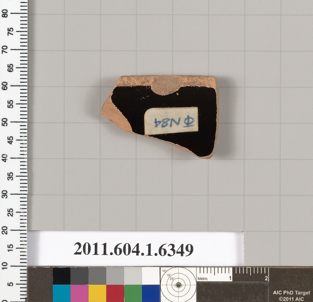 Terracotta rim fragment of a kylix (drinking cup), Terracotta, Greek, Attic