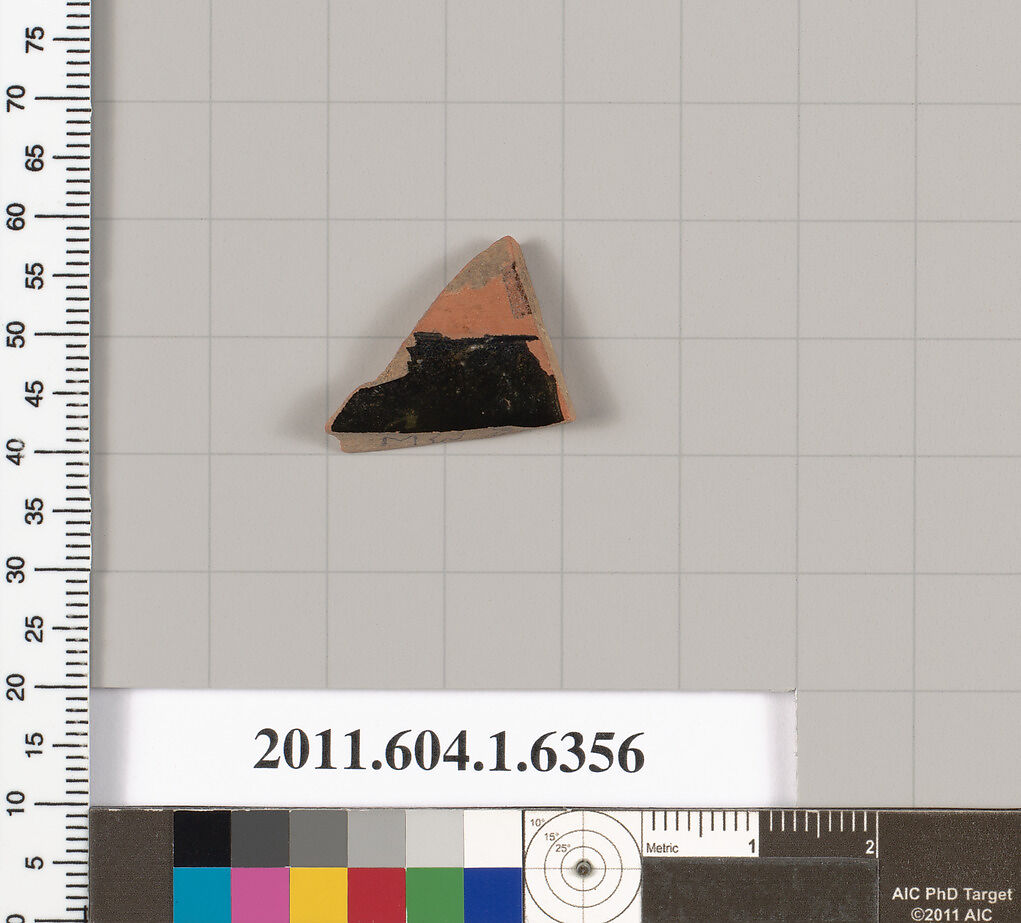 Terracotta fragment of a kylix (drinking cup), Terracotta, Greek, Attic