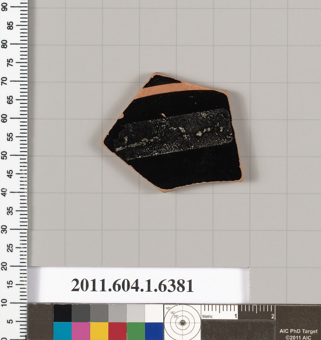 Terracotta fragment of a kylix (drinking cup), Terracotta, Greek, Attic