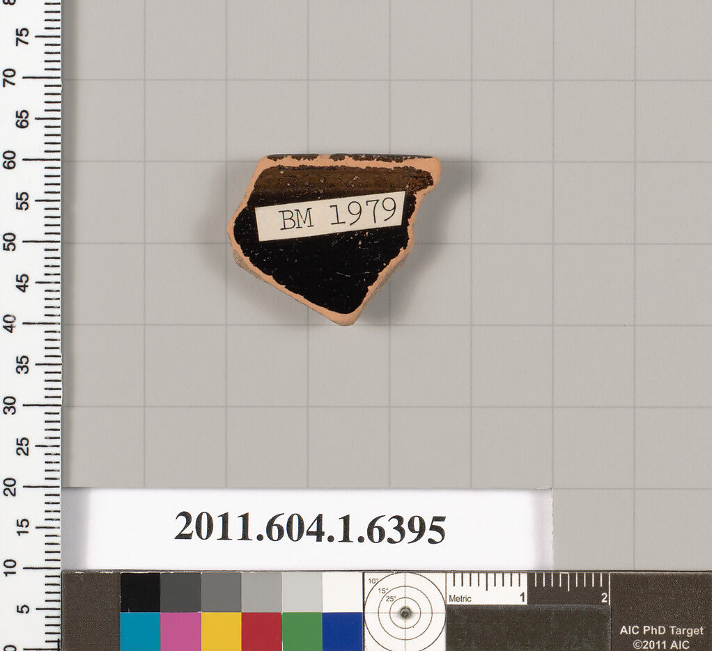 Terracotta rim fragment of a kylix (drinking cup), Terracotta, Greek, Attic