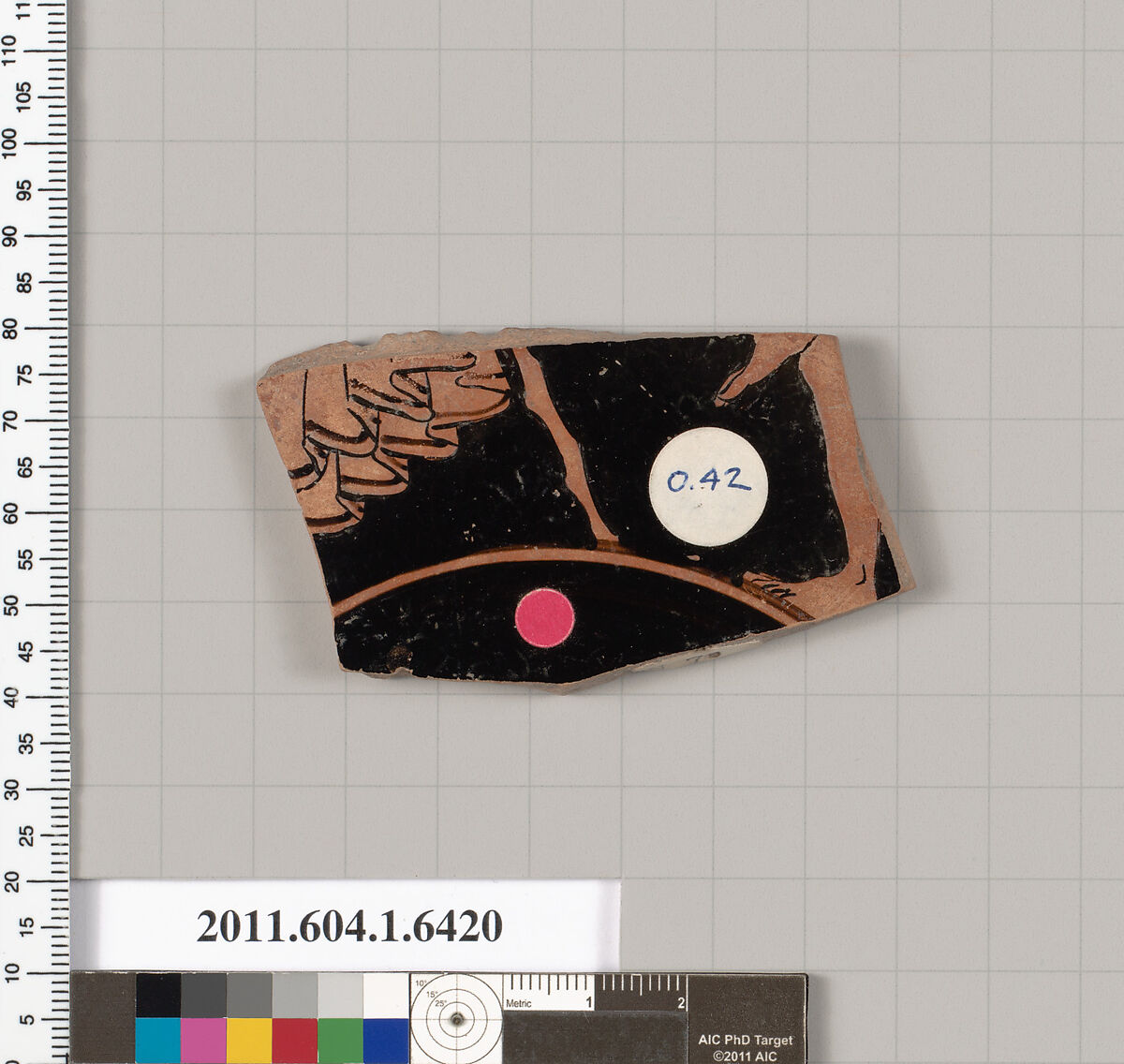 Terracotta fragment of a kylix (drinking cup), Terracotta, Greek, Attic