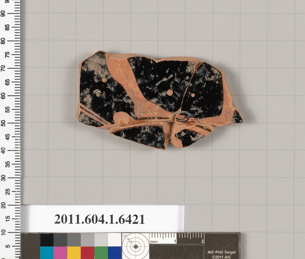 Terracotta fragment of a kylix (drinking cup), Terracotta, Greek, Attic