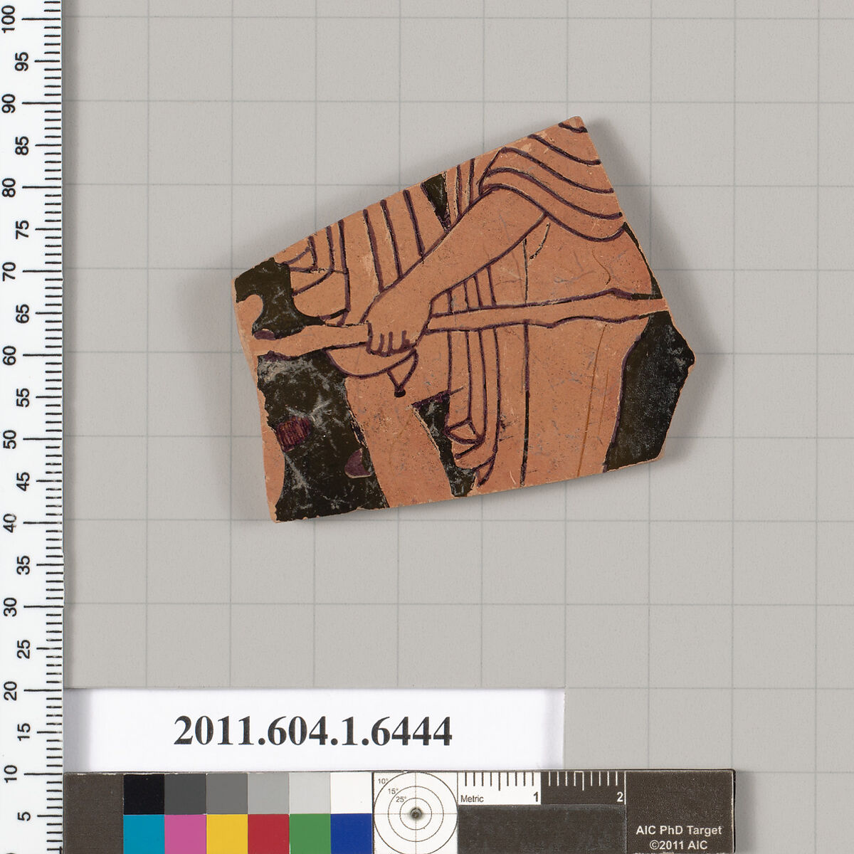 Terracotta fragment of a kylix (drinking cup), Terracotta, Greek, Attic