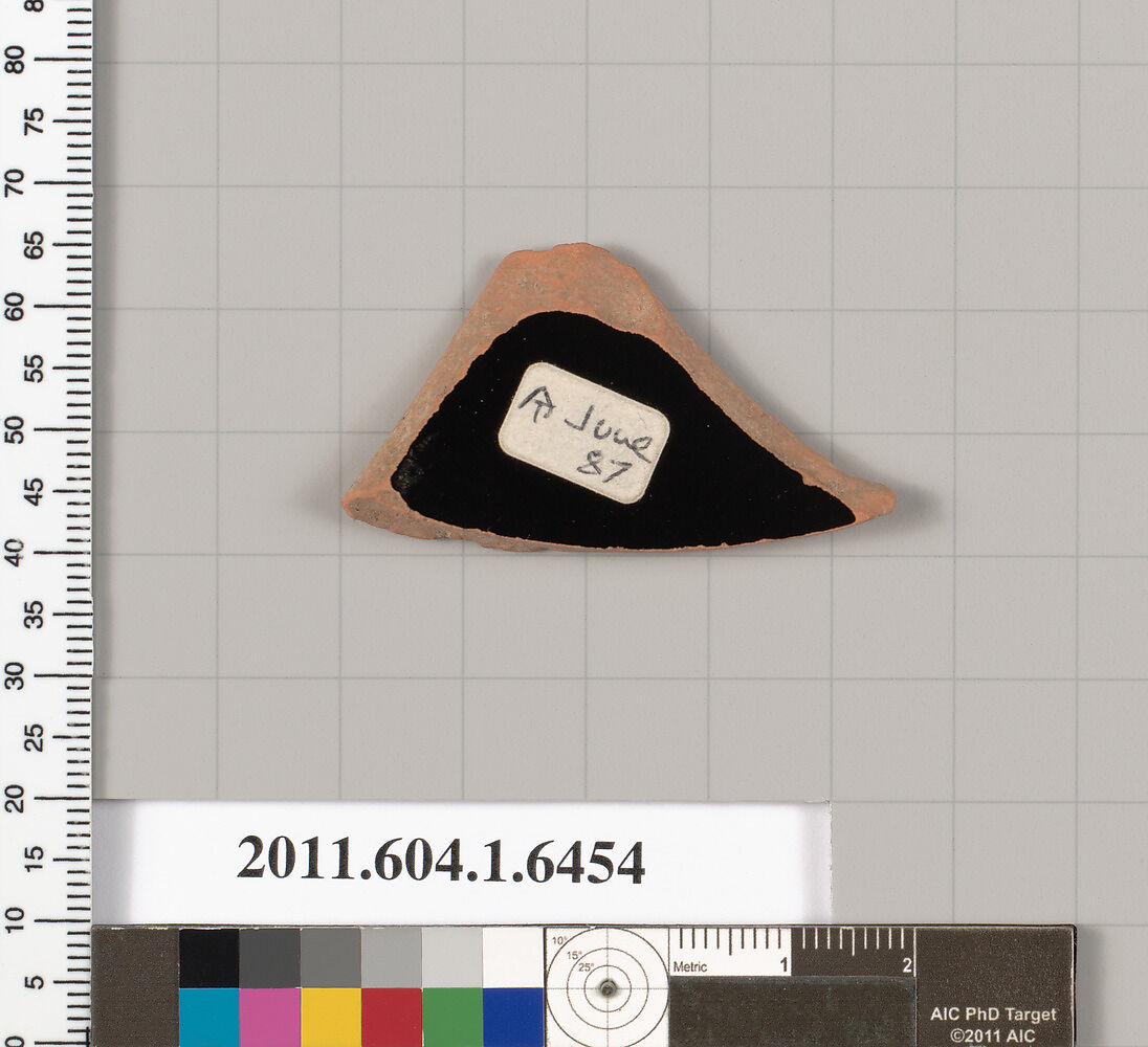 Terracotta fragment of a kylix (drinking cup), Terracotta, Greek, Attic