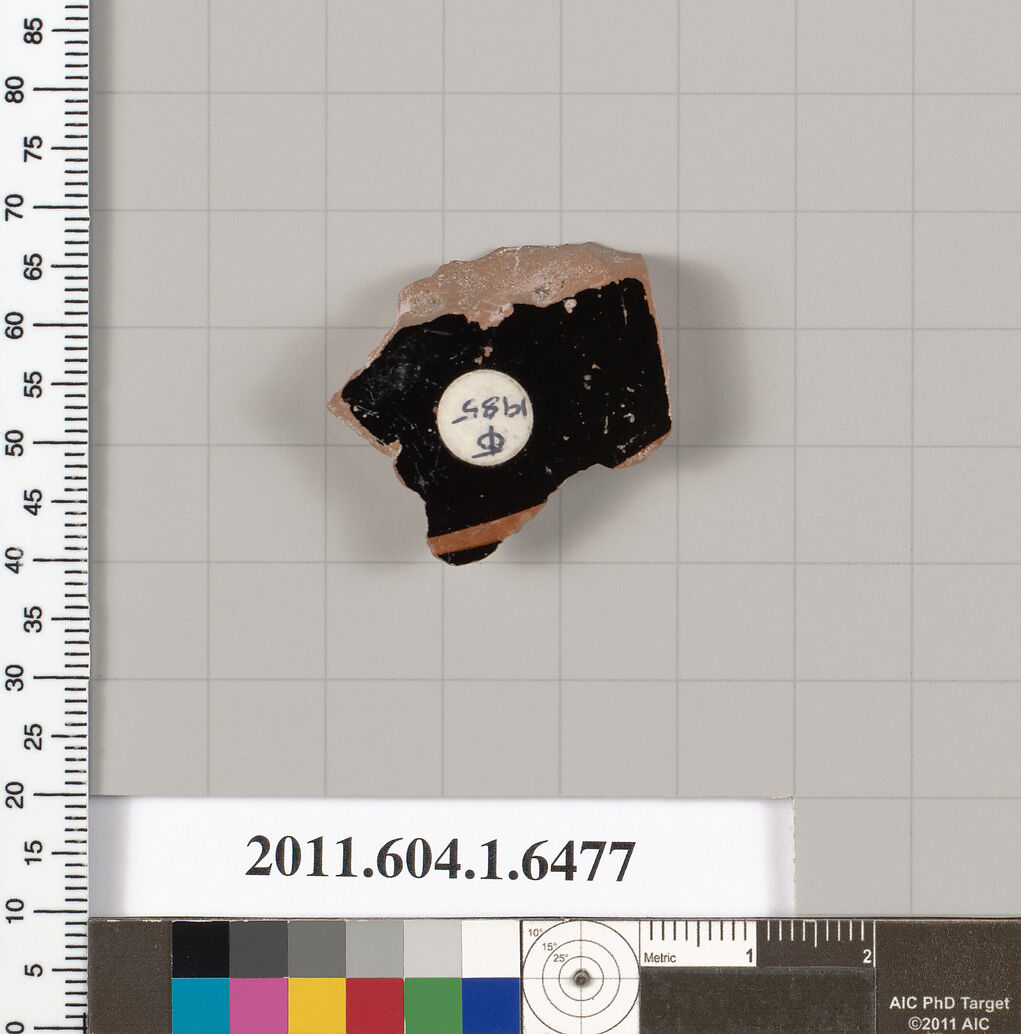 Terracotta fragment of a kylix (drinking cup), Terracotta, Greek, Attic