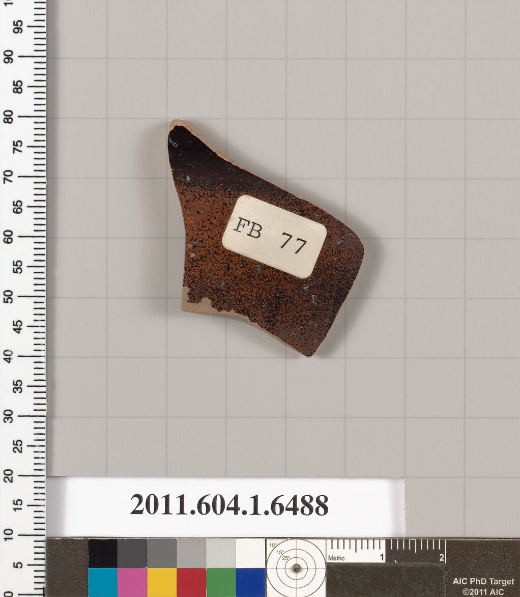 Terracotta fragment of a kylix (drinking cup), Terracotta, Greek, Attic