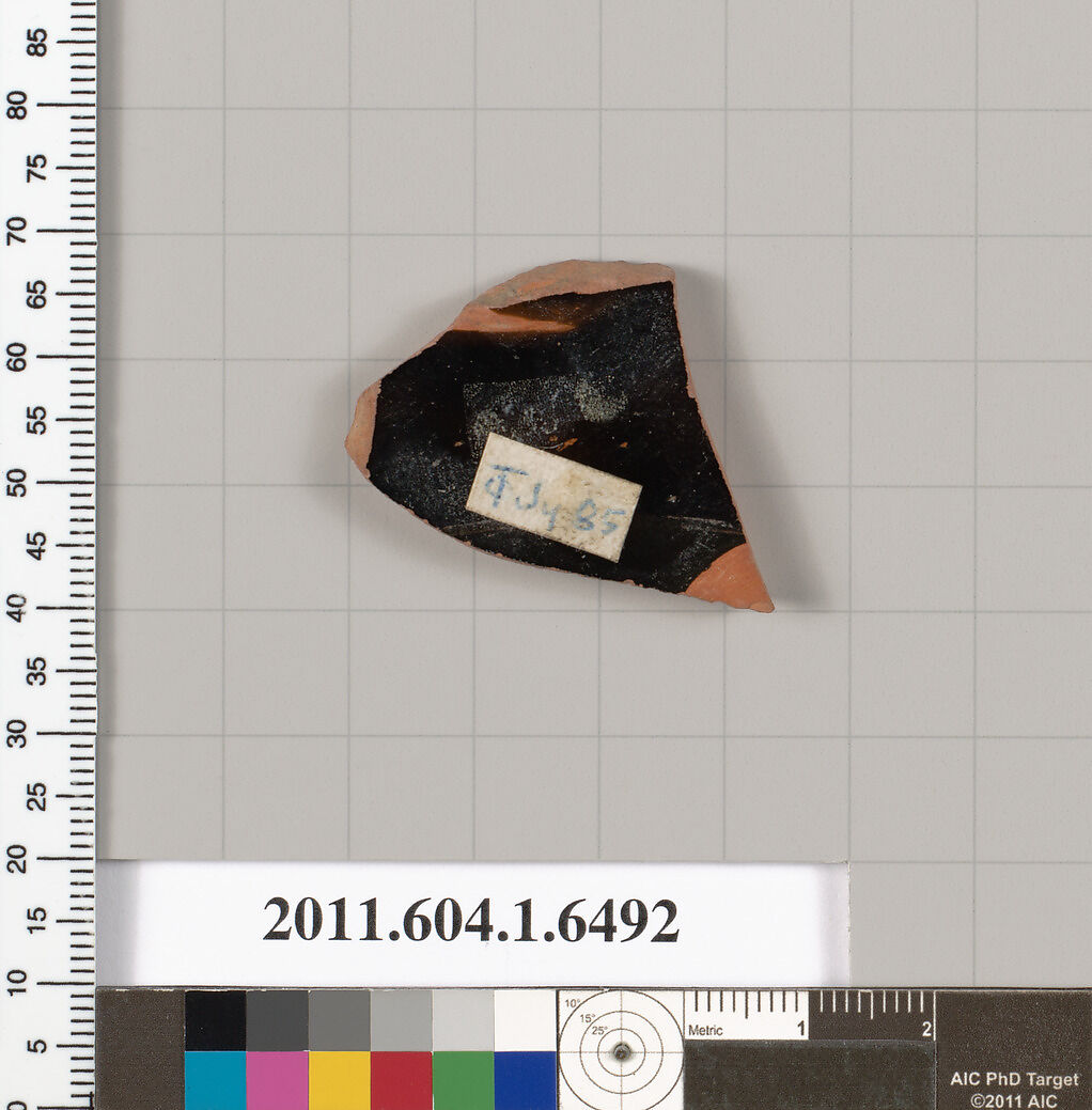 Terracotta fragment of a kylix (drinking cup), Terracotta, Greek, Attic