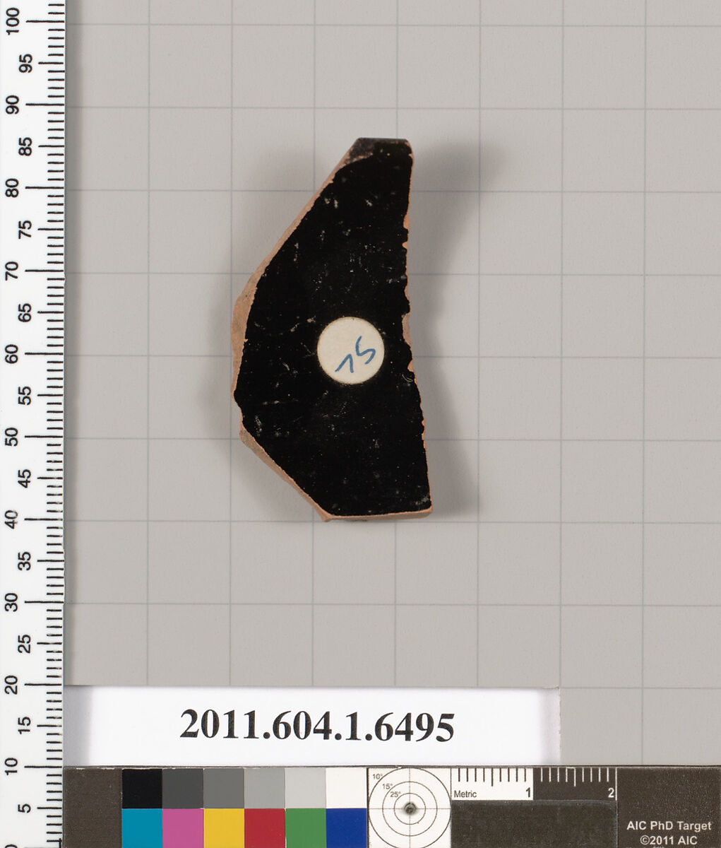Terracotta fragment of a kylix (drinking cup), Terracotta, Greek, Attic