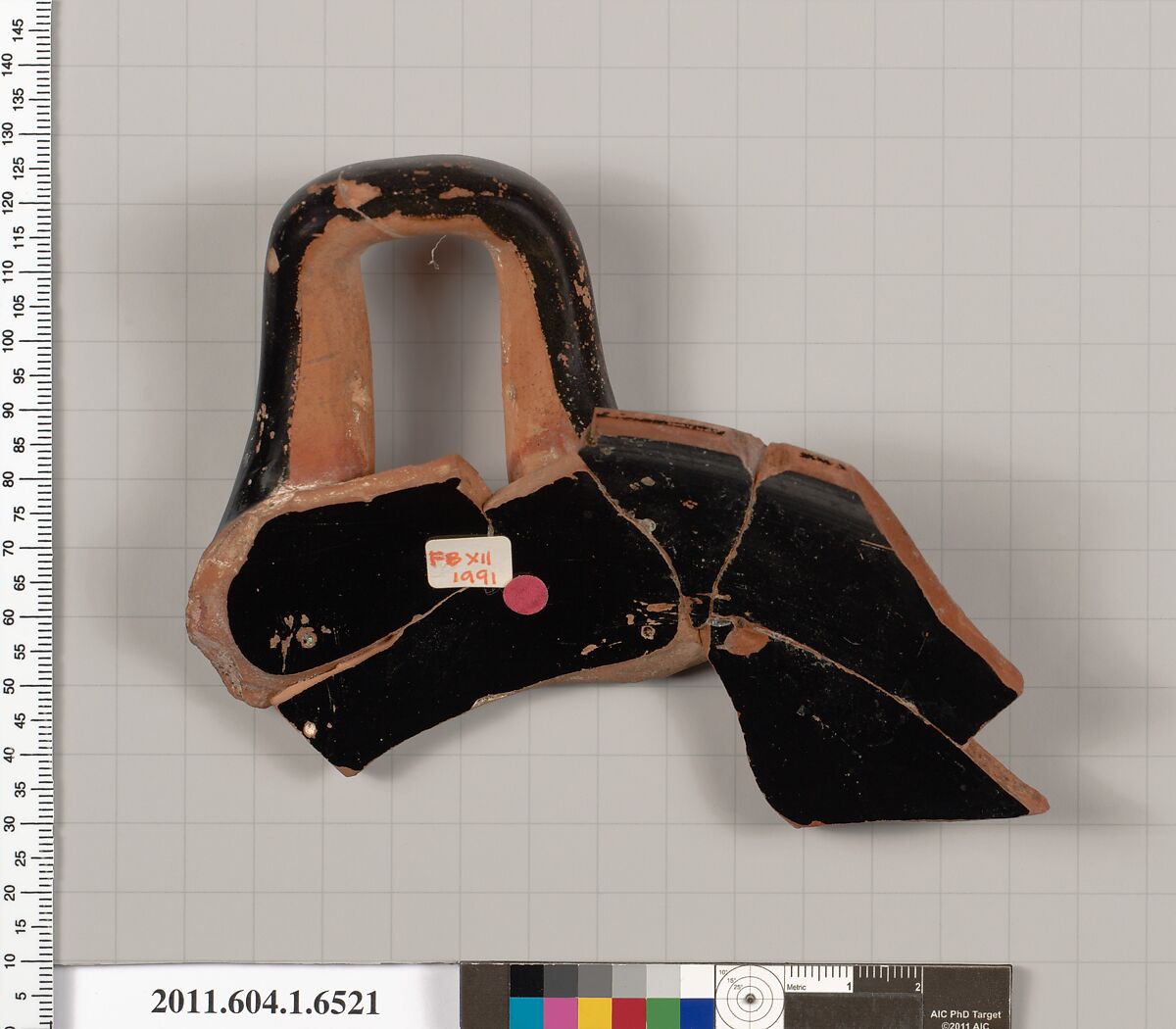 Terracotta rim fragment of a kylix (drinking cup), Terracotta, Greek, Attic