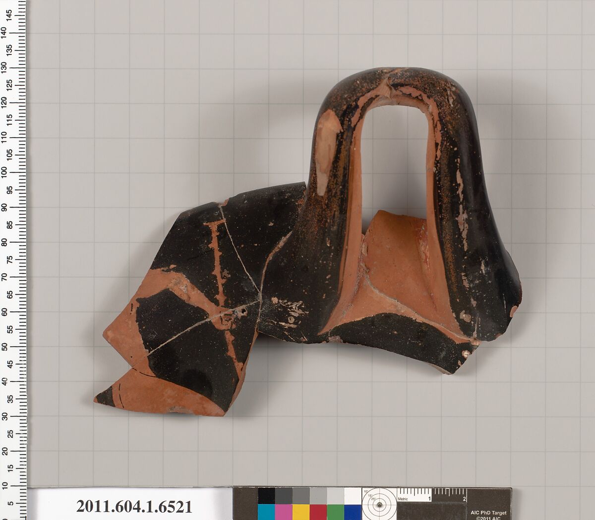 Terracotta rim fragment of a kylix (drinking cup), Terracotta, Greek, Attic 