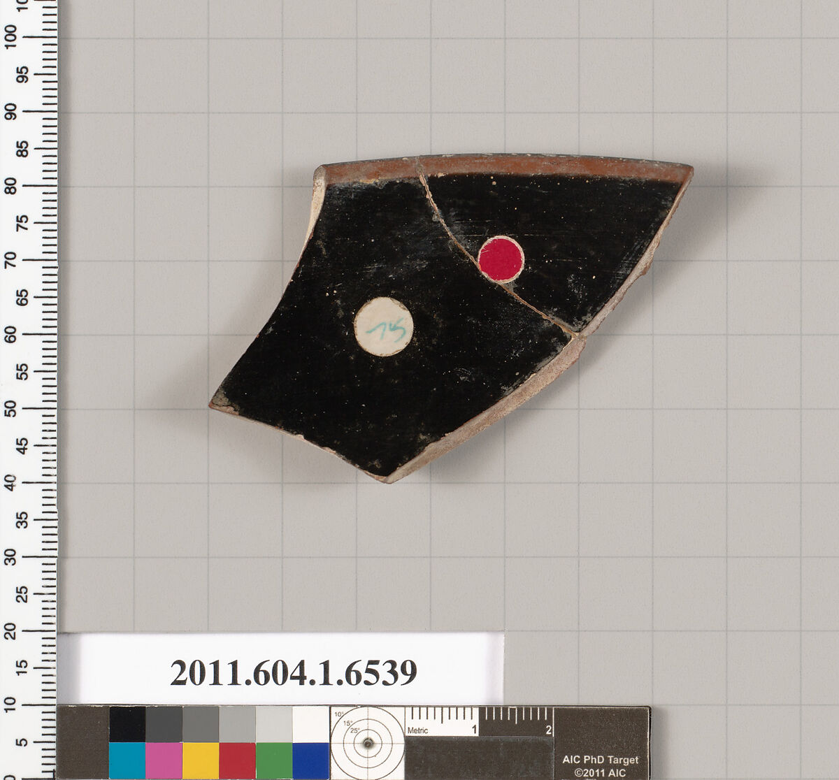Terracotta rim fragment of a kylix (drinking cup), Terracotta, Greek, Attic